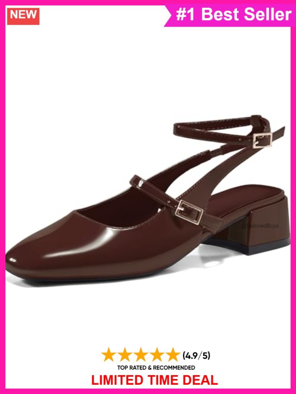 Mary Jane Chunky Low Heels Closed Square Toe Ankle Strap Pumps Wedding Party